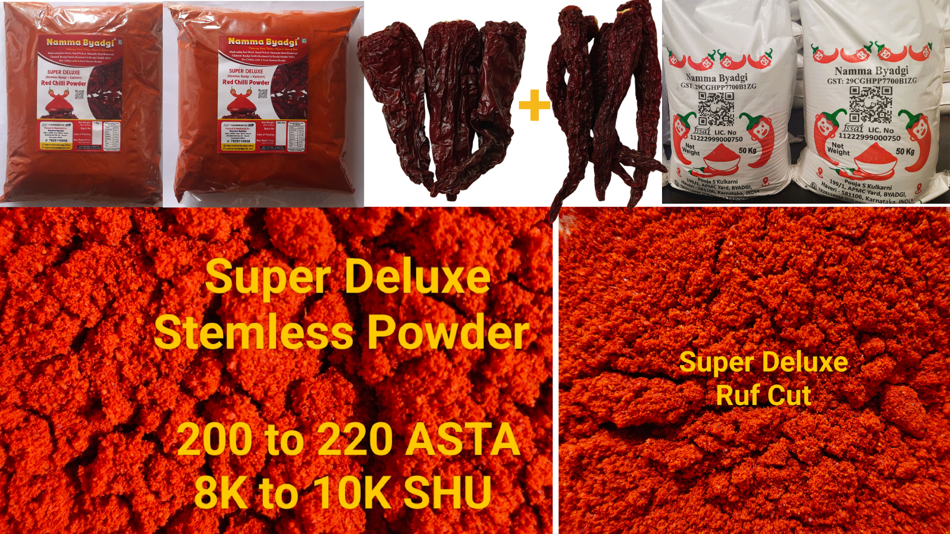 Super Deluxe Stemless Red Chilli Powder | Rich Red Color | Low Spice | Premium Blend (Kashmiri+ Byadgi)